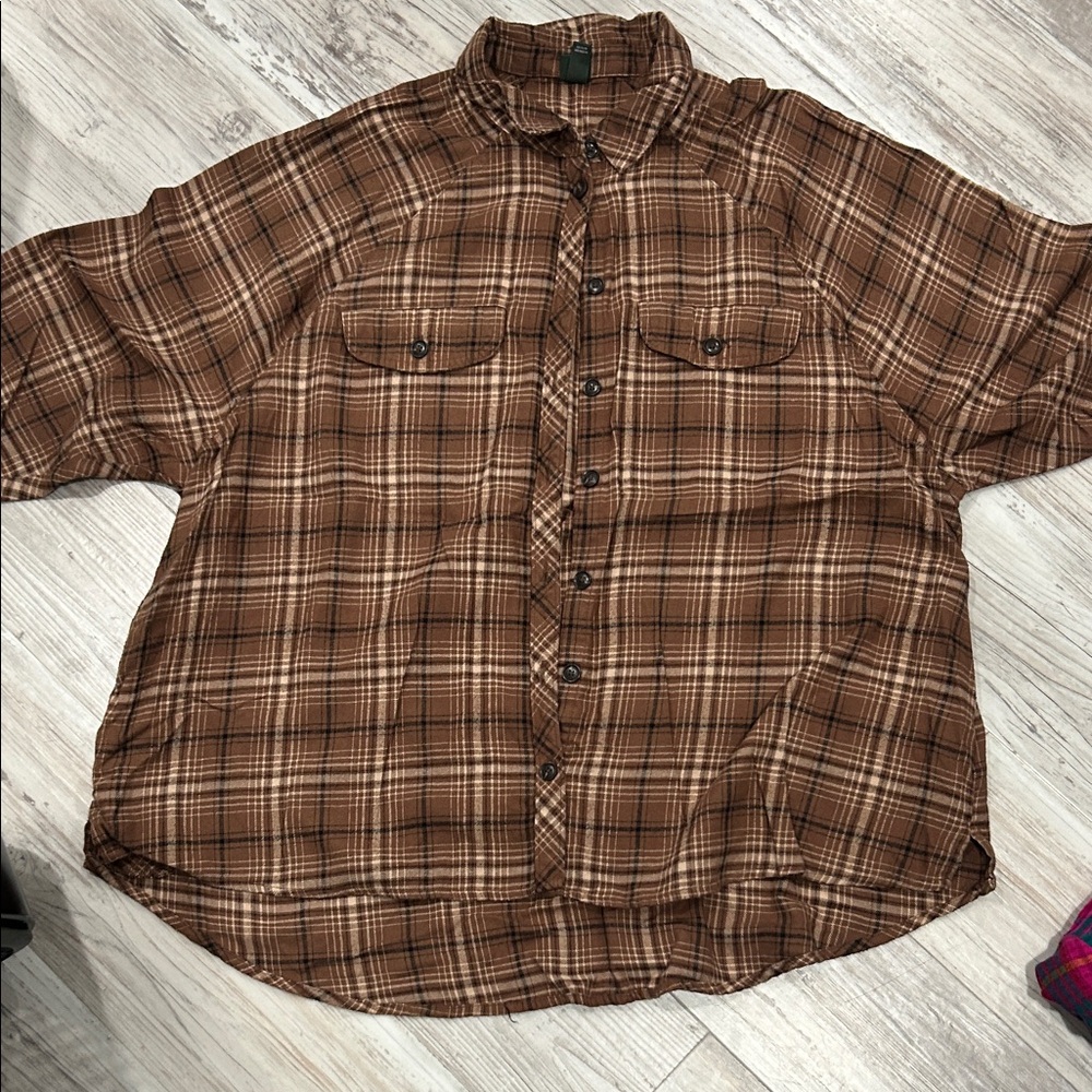 Women’s Brown Plaid Shirt